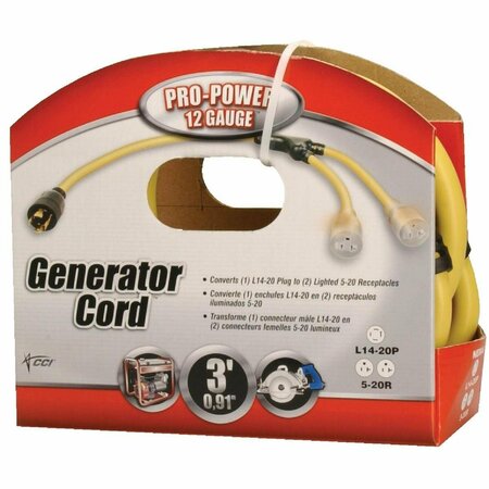 COLEMAN CABLE Pro-Power 3 Ft. 12/4 Generator Cord 19248802